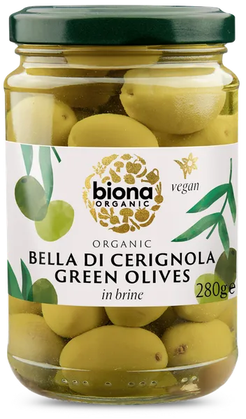 Rohelised oliivid Bella Di Cerignola soolvees, ökoloogilised