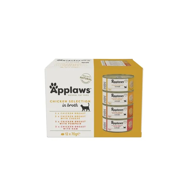 Applaws kassikonservide multipakk, kana kastmes, 12 x 70 g