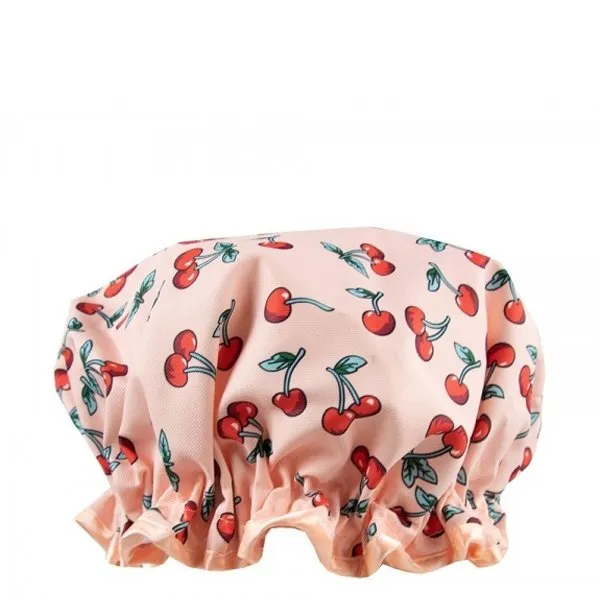 THE VINTAGE COSMETIC Cherry Print Shower Cap