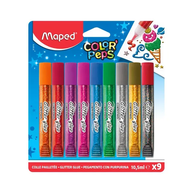 Glitterliim ColorPeps 9x10.5ml, MAPED, 1kmpl