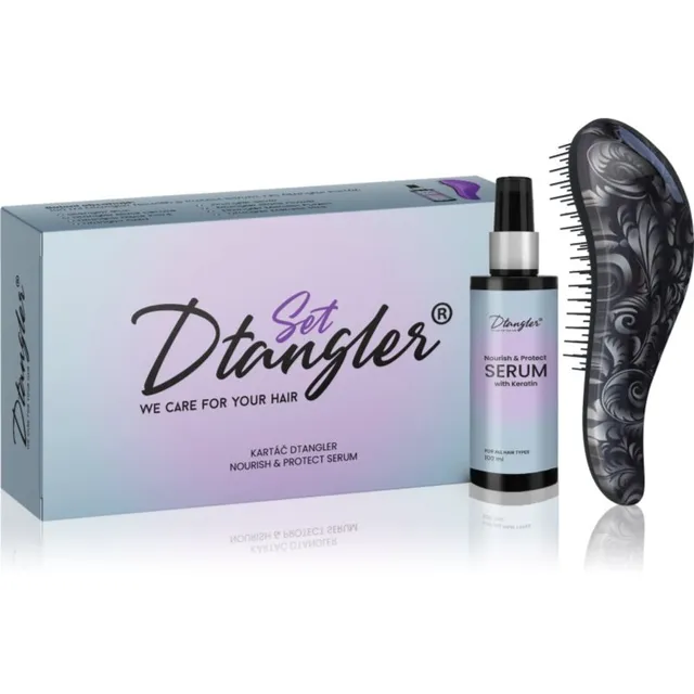 Dtangler We Care For Your Hair Set Kinkekomplekt juustele Black Flower 2 tk