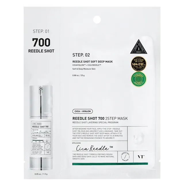 VT COSMETICS Cica X Hyalon Reedle Shot 700 2step Sheet Mask 25g