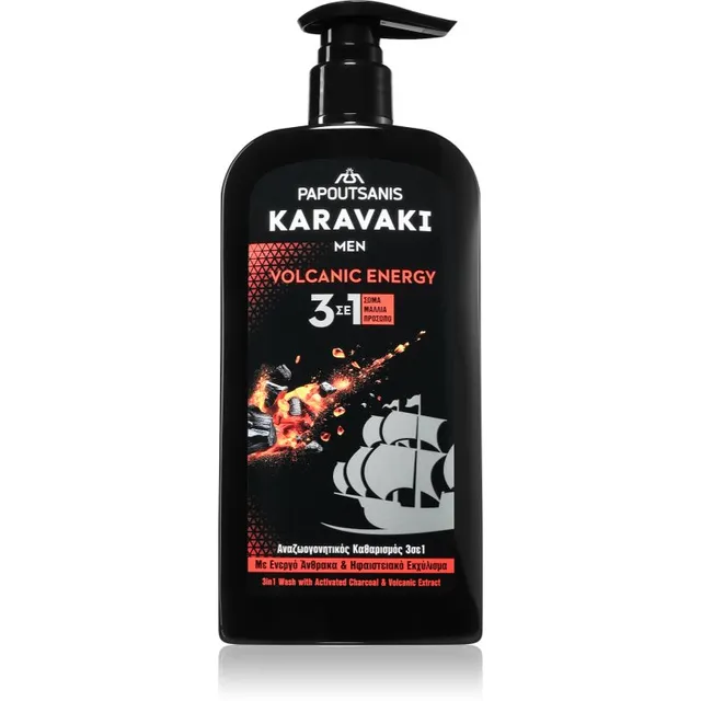PAPOUTSANIS Karavaki Volcanic Energy Puhastusgeel kolm-ühes 550 ml