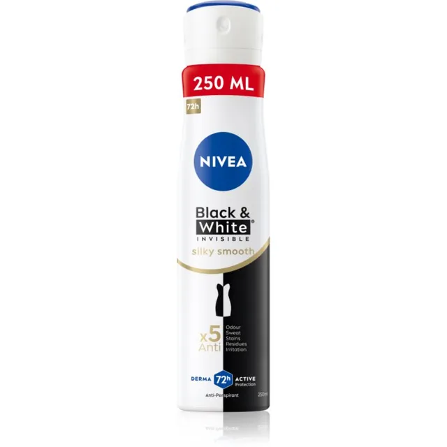 NIVEA Black & White Invisible Silky Smooth Pihustatav antiprespirant naistele 250 ml