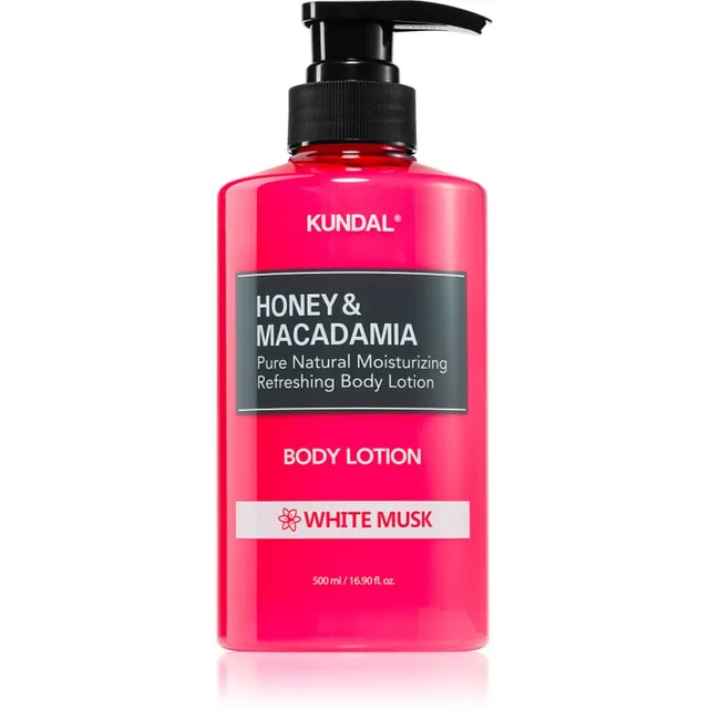 KUNDAL Honey & Macadamia White Musk Toitev kehapiim niisutava toimega 500 ml