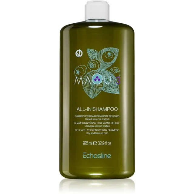 Echosline Maqui All-In Õrn puhastav šampoon niisutava toimega 975 ml
