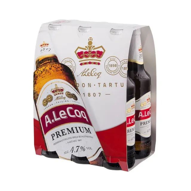 Hele õlu Premium 6-pakk, A. LE COQ, 6 x 500 ml pudel