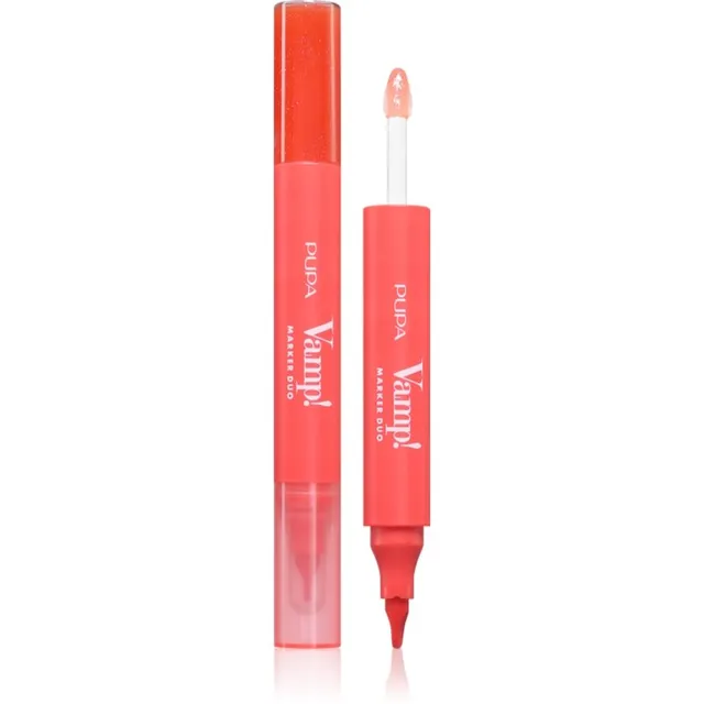 PUPA Milano Vamp! Lip Marker Duo Huulekorrektor sära andev varjund 007 Red Potion 1.4 ml