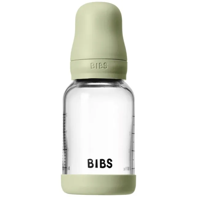 BIBS Baby Glass Bottle Round Latex koolikuid ennetav pudel Sage 1 tk