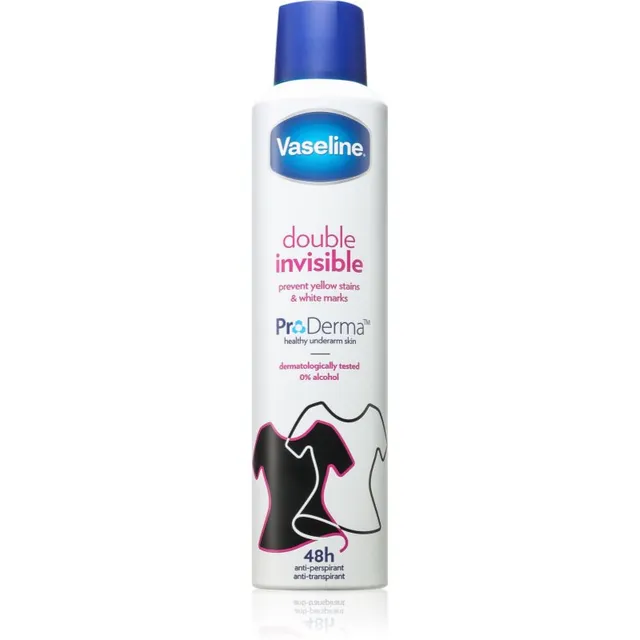 Vaseline Double Invisible Antiperspirant Pihustatav antiprespirant valgete laikude hoolduseks 250 ml