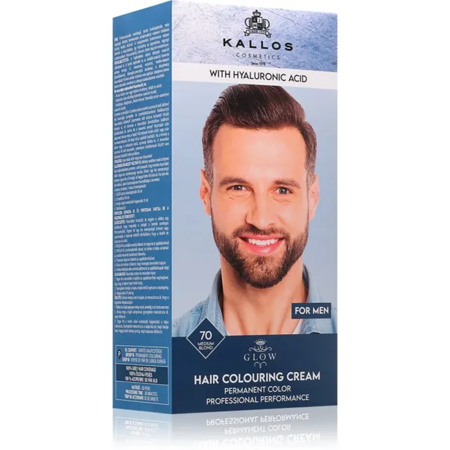 Kallos Glow Lasting Cream Colour Püsijuuksevärv meestele varjund Medium Blond 60 ml