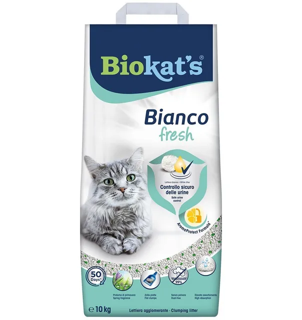 Kassiliiv Biokat's Bianco fresh, lõhnakaitse efekti ja uriinikontrolliga 10 kg