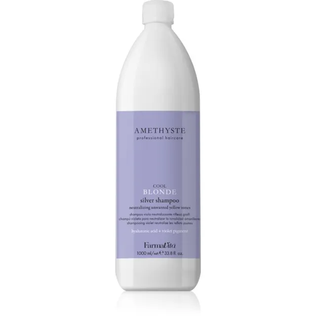 FarmaVita Amethyste Cool Blonde Lilla šampoon blondidele ja triibutatud juustele 1000 ml