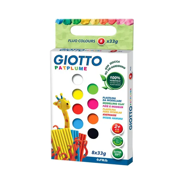 Plastiliin Patplume Fluo, GIOTTO, 8x33 gr
