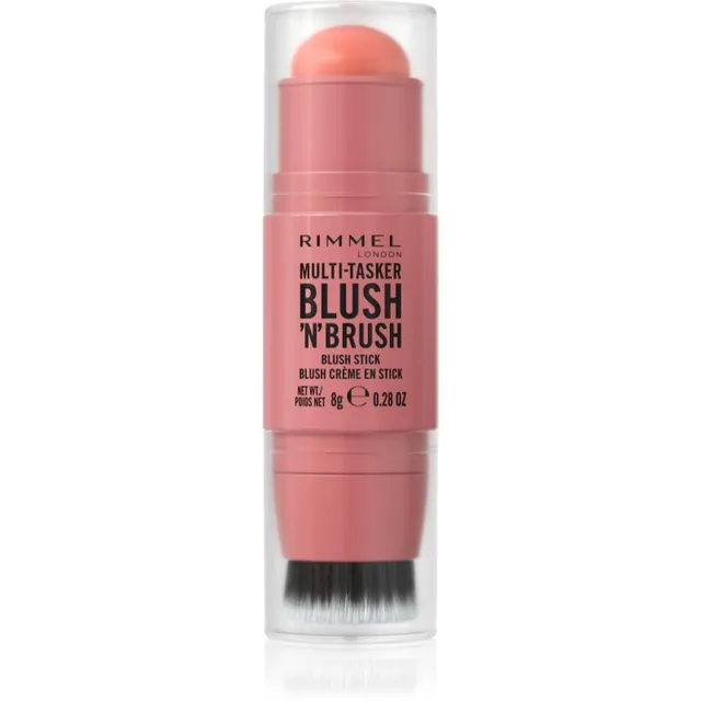 Rimmel Multi-Tasker Blush'N'brush Põsepunapulk pintsliga varjund 100 Cotton Candy 8 g