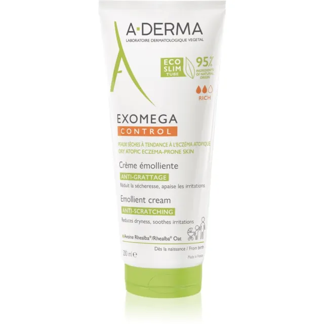 A-Derma Exomega Control Emollient Cream Kehakreem väga kuivale, tundlikule ja atoopilisele nahale 200 ml