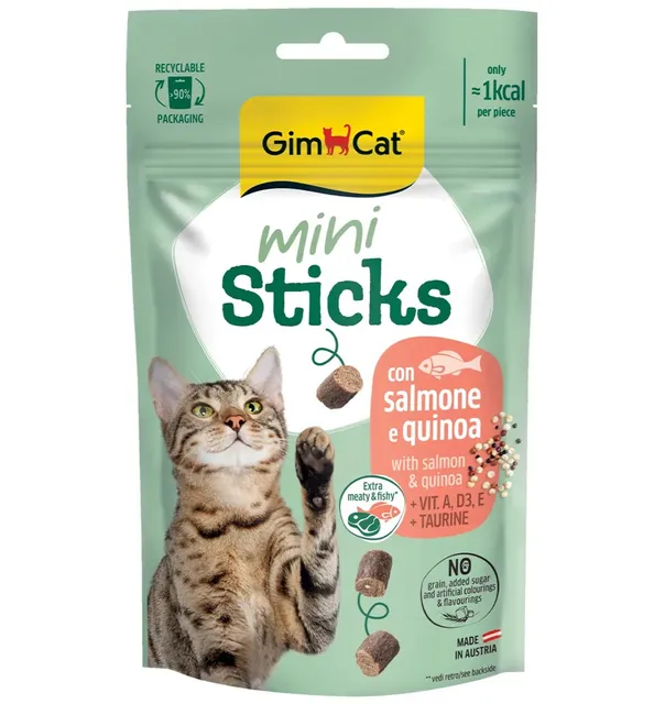 Kassimaius, lõhe ja kinoa, teraviljavaba Mini Sticks (GimCat)