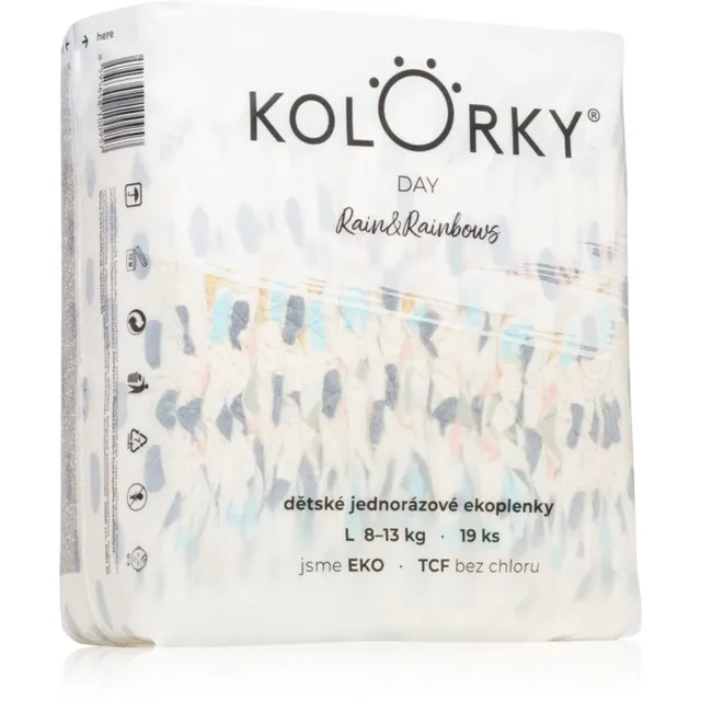 Kolorky Day Rain&Rainbow ühekordselt kasutatavad ökomähkmed suurus L 8-13 Kg 19 tk