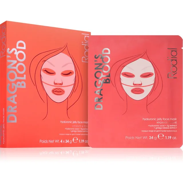 Rodial Dragon's Blood Hydrogel Jelly Face Mask Intensiivne hüdrogeelmask 4x34 g