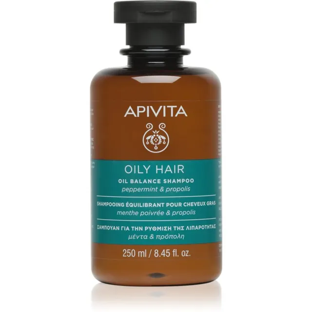 Apivita Oily Hair Oil Balance Shampoo Sügavpuhastav šampoon rasusele peanahale juuste tugevdamiseks ja sära andmiseks 250 ml