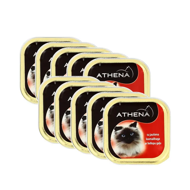HULGI Kassitoit loomalihaga 10tk, ATHENA, 10 x 100g