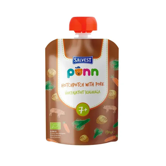 Ökoloogiline Ühepajatoit sealihaga, 7+ kuud, PÕNN, 130 g