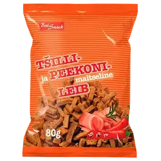 Balsnack tšilli- ja peekonimaitseline leib