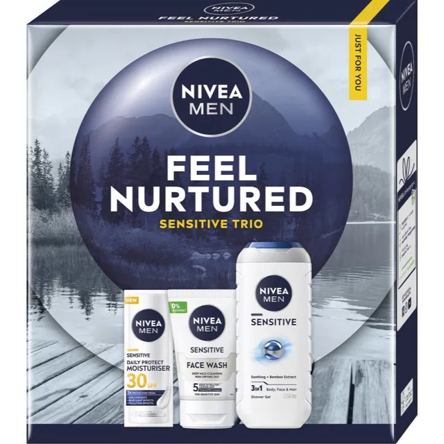 NIVEA MEN Feel Nurtured Kinkekomplekt kehale ja näole