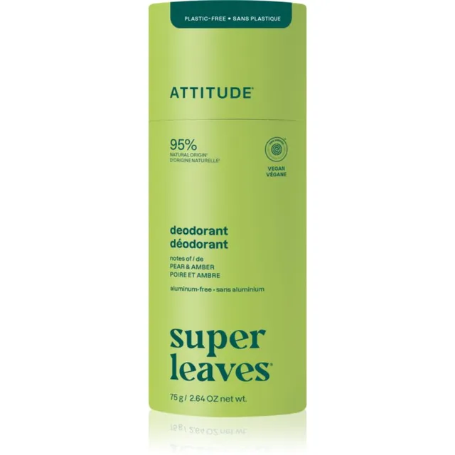Attitude Super Leaves Natural Deodorant Pulkdeodorant ei sisalda alumiiniumi Pear & Amber 75 g