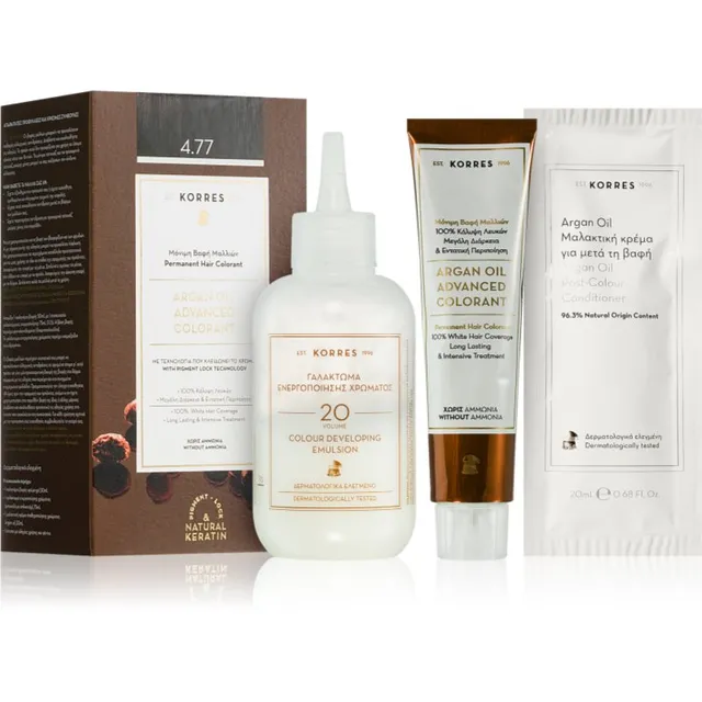 Korres Argan Oil Püsijuuksevärv argaaniaõliga varjund 4.77 Dark Choco 50 ml