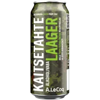 Alkoholivaba õlu Kaitsetahte Lager 0,0%, A. LE COQ, 500 ml