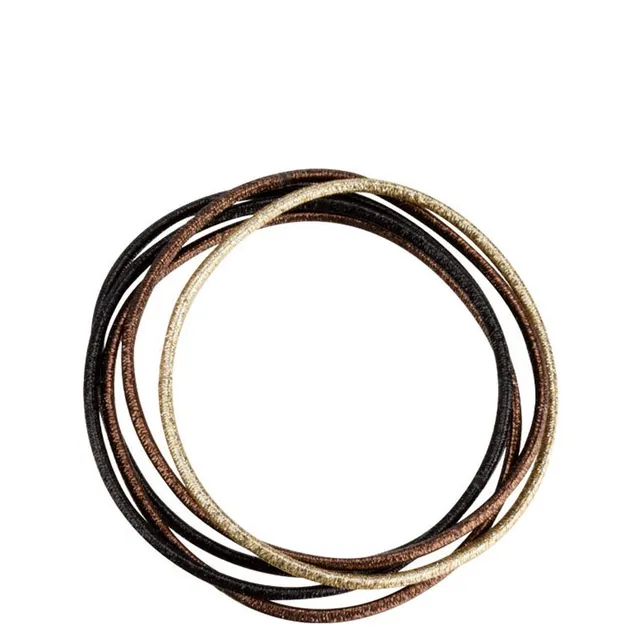 DONDELLA Premium Elastic Black, Brown & Golden Hair Ring x5