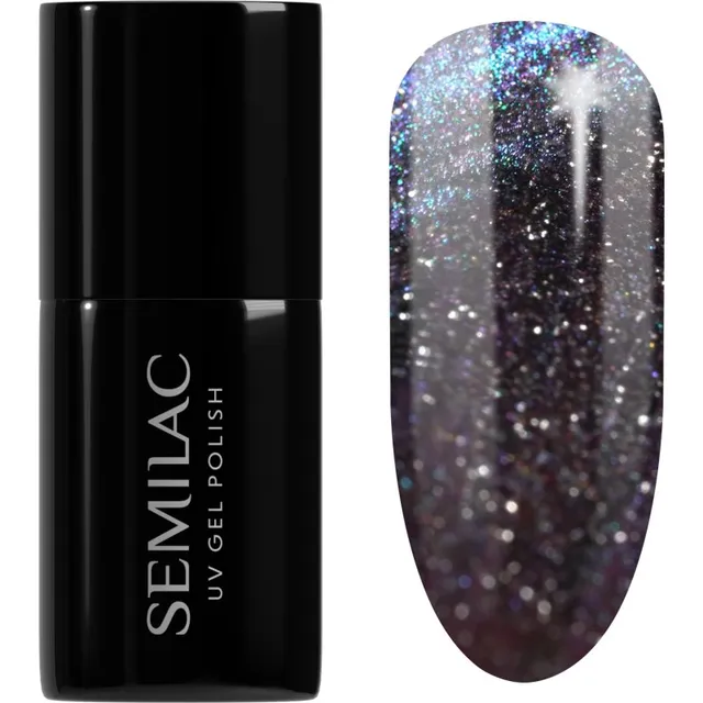 Semilac UV Hybrid Galaxy Flash Geelküünelakk UV / LED lambiga kasutamiseks varjund 828 Grey Holo 7 ml