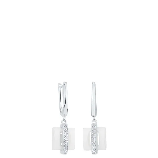 DONDELLA Ceramic Line White Earrings