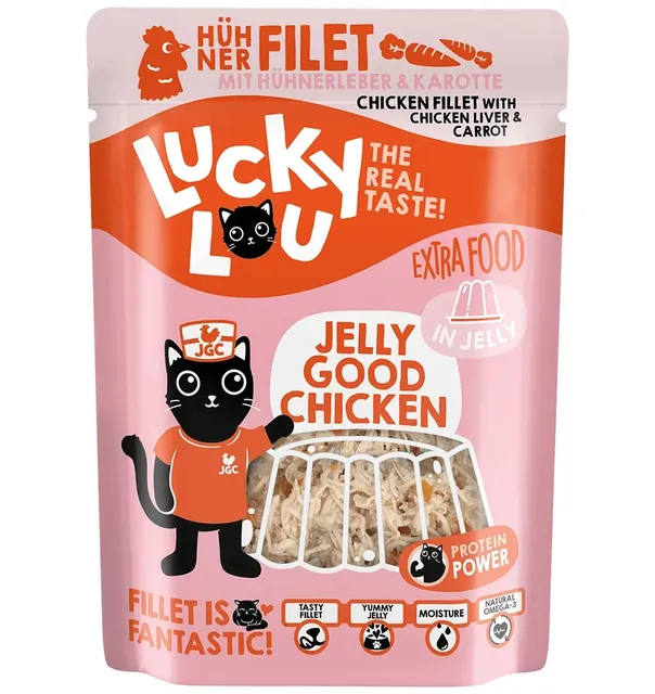 Lucky Lou Extra Food kanafilee kanamaksa ja porgandiga tarrendis, teraviljavaba kassieine kotikeses