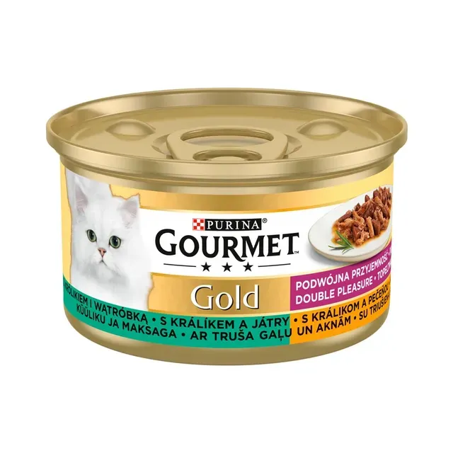 Täissööt. Kassikonserv Duo küülik, maks, GOURMET GOLD, 85g