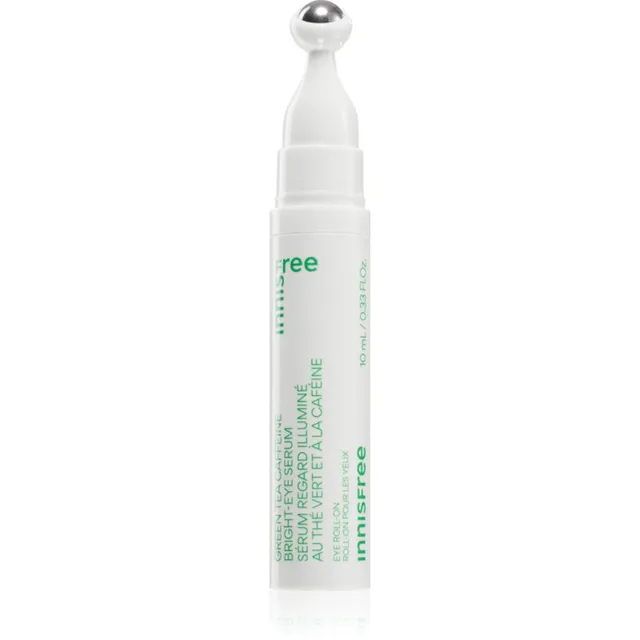 innisfree Green Tea Caffeine Bright-Eye Serum Jahutav rullikuga silmakreem tursete ja tumedate rõngaste raviks 10 ml