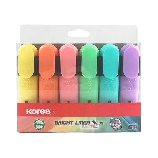 Tekstimarker Bright Liner Plus, KORES, 6 tk
