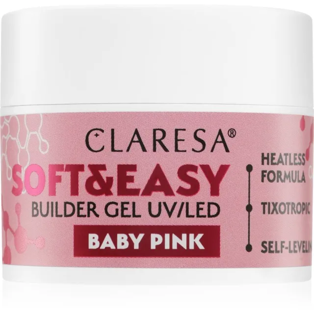 Claresa Soft&Easy Builder Gel Geeli aluskiht küüntele varjund Baby Pink 12 g