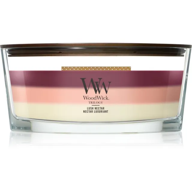 Woodwick Trilogy Lush Nectar lõhnaküünal puidust taht 453.6 g