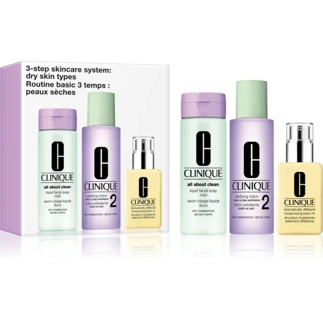 Clinique 3 Steps Skincare Systeme Dry Skin Types Kinkekomplekt kuivale nahale