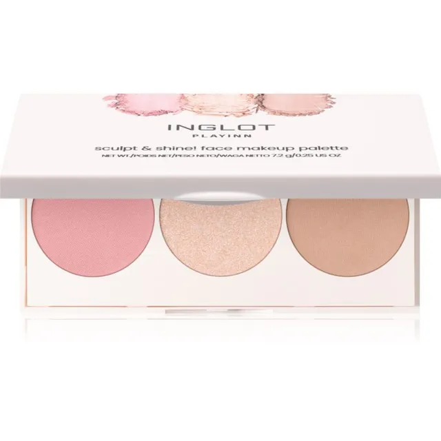 Inglot Face Palette Valgustpeegeldav kreem, päikesepuuder ja põsepuna varjund Good Mood 7.2 g