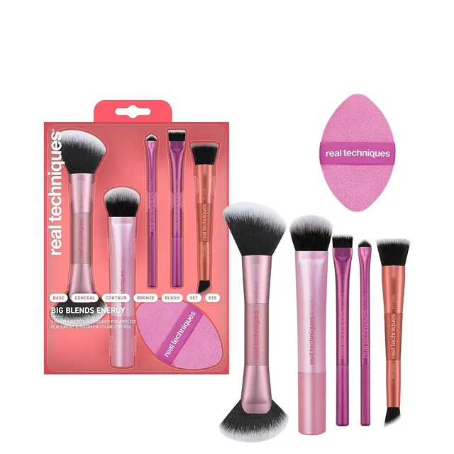 REAL TECHNIQUES Big Blends Energy Brush + Dual-Sided Puff Gift Set