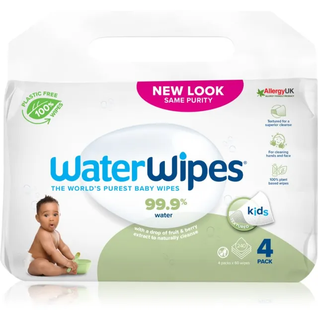 WaterWipes Baby Wipes Soapberry 4 Pack Õrnad niisked salvrätikud beebile 4x60 tk