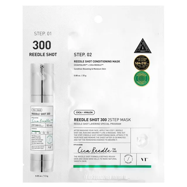 VT COSMETICS Cica X Hyalon Reedle Shot 300 2step Sheet Mask 25g