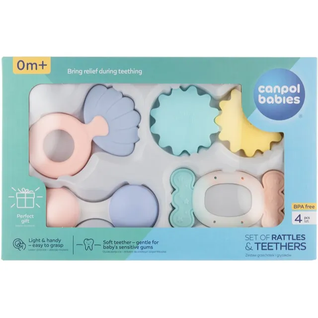 Canpol babies Pastels kõristi hammustava osaga kinkekomplekt 0m+