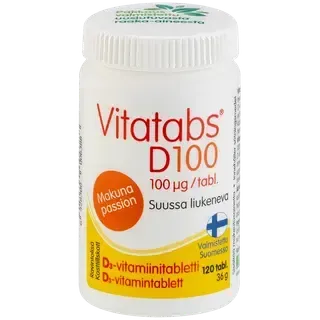 Vitatabs D3-vitamiini tabletid passioonvilja 100 µG 120tk 36g