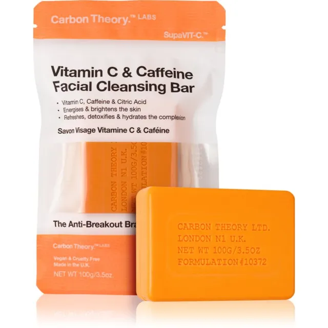 Carbon Theory Facial Cleansing Bar Vitamin C & Caffeine Näoseep C-vitamiiniga Orange 100 g