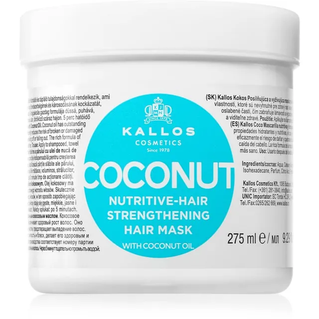 Kallos KJMN Professional Coconut Toitev mask nõrkadele juustele 275 ml