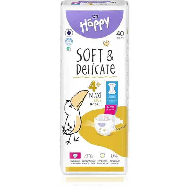 BELLA Baby Happy Soft&Delicate ühekordsed mähkmed kanalitega Maxi Plus 9-15 kg 40 tk
